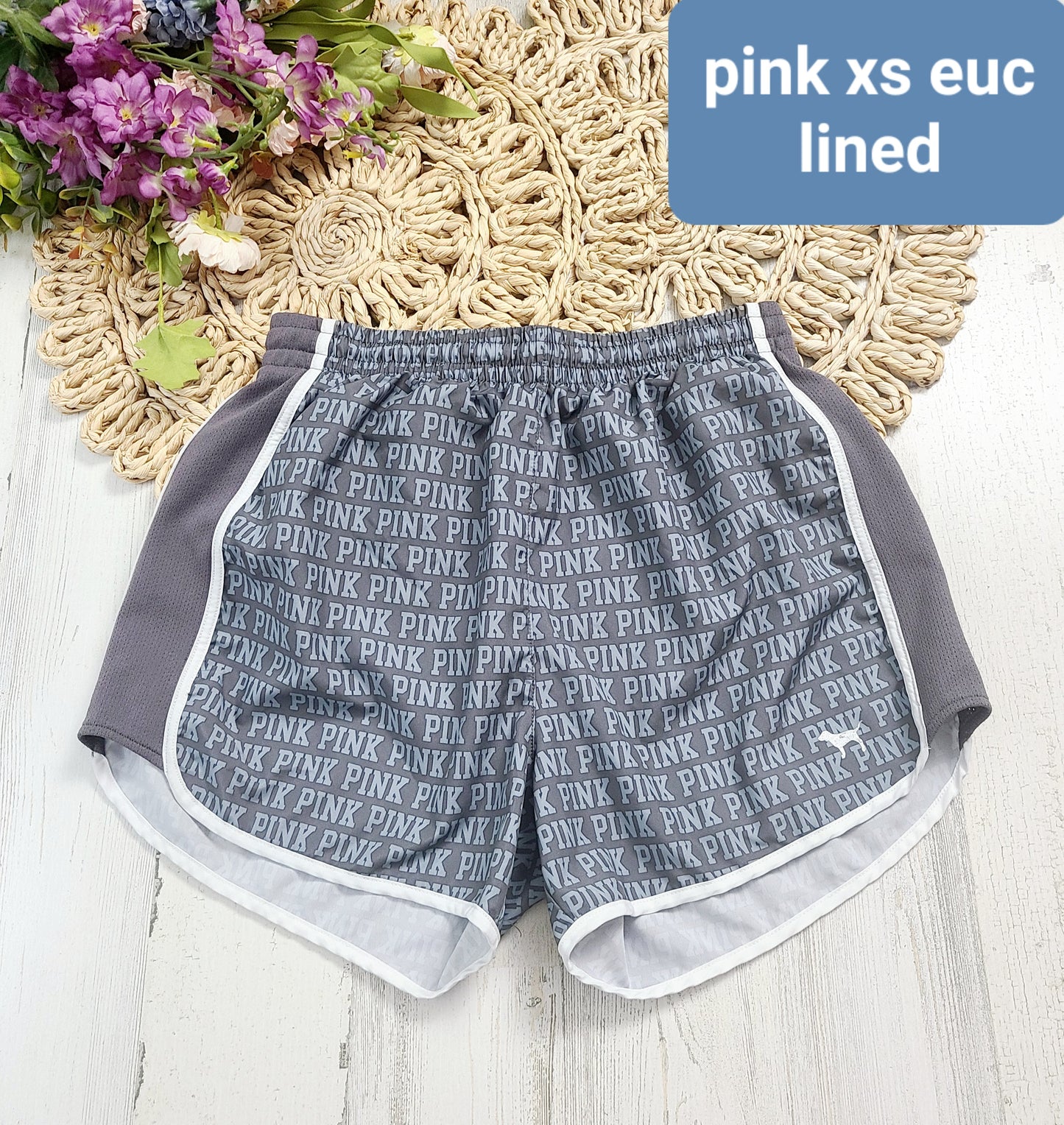 pink gray xs lined shorts