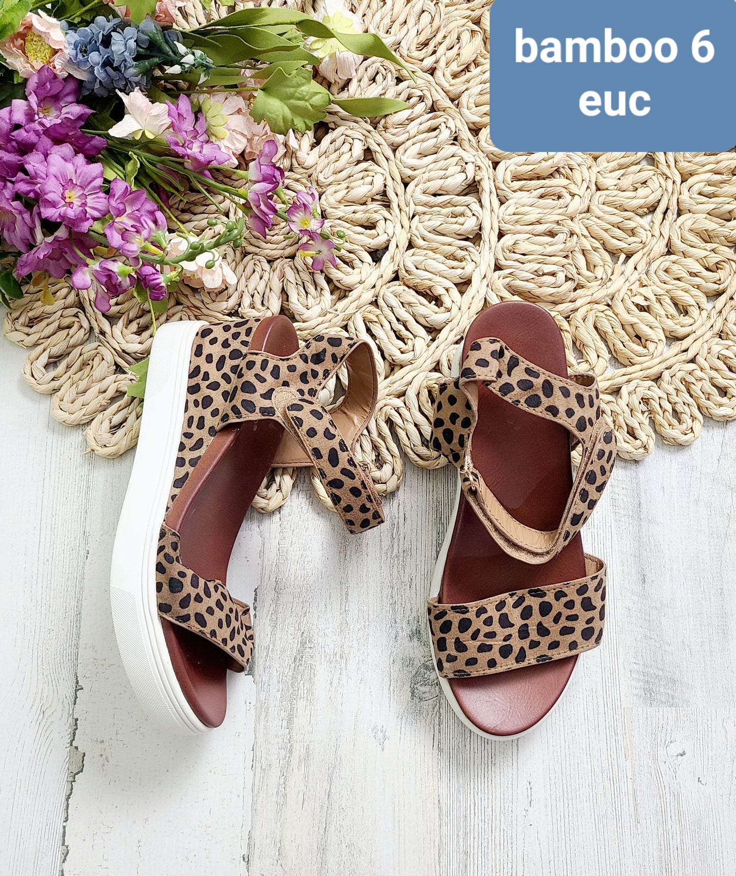 bamboo leopard wedge sandals