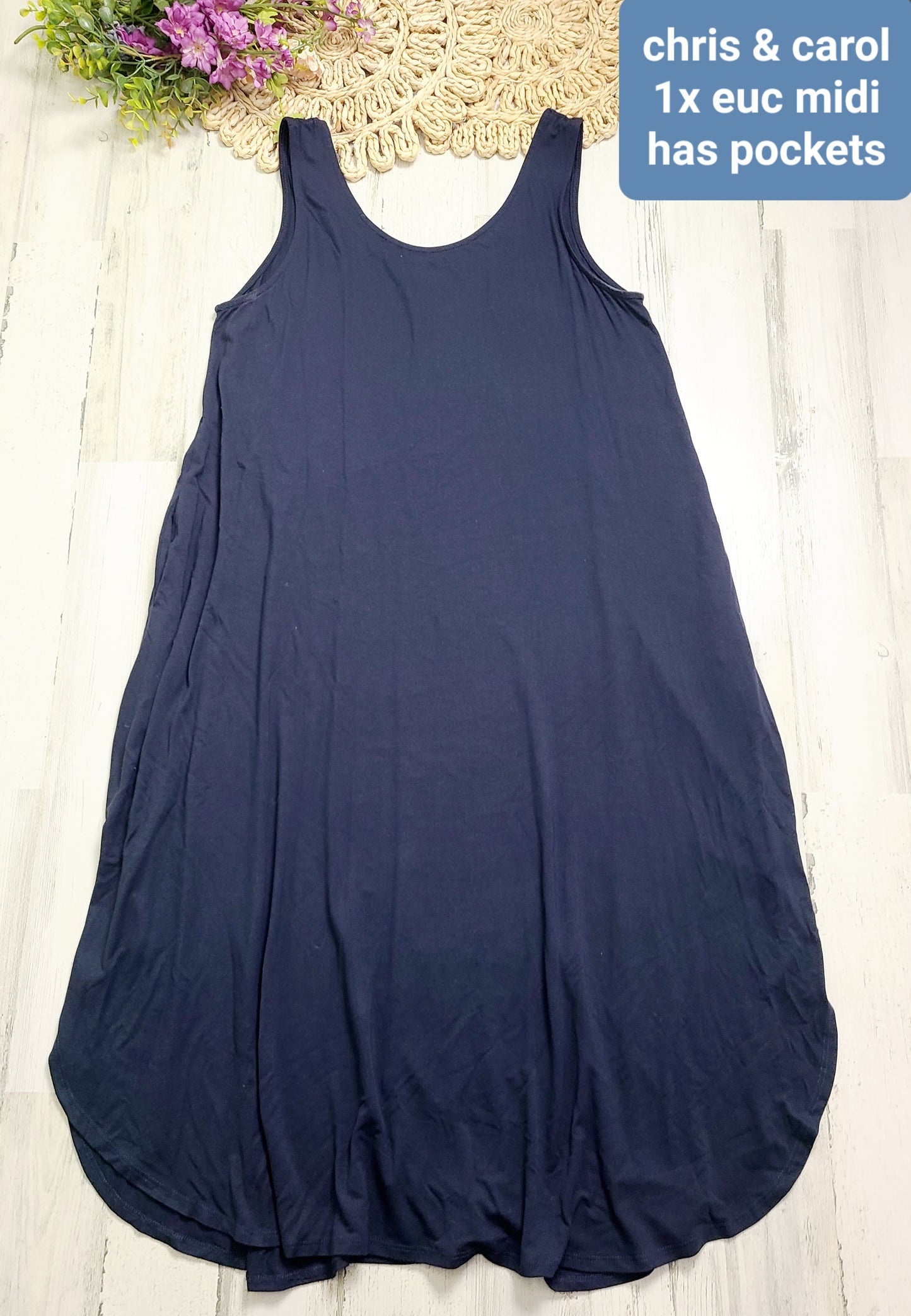 chris & carol midi navy with pockets