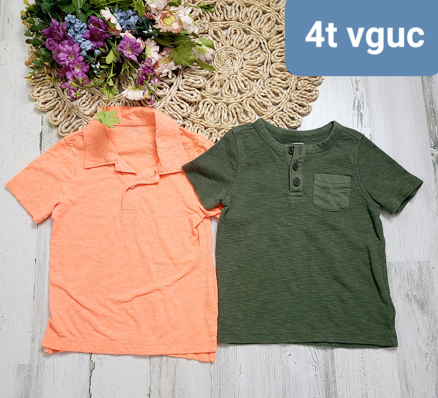 neon collar green henley