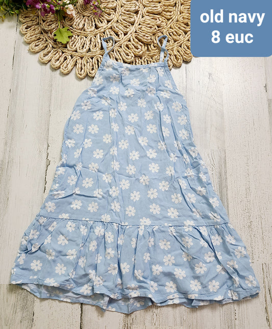 old navy baby blue white flowers dress
