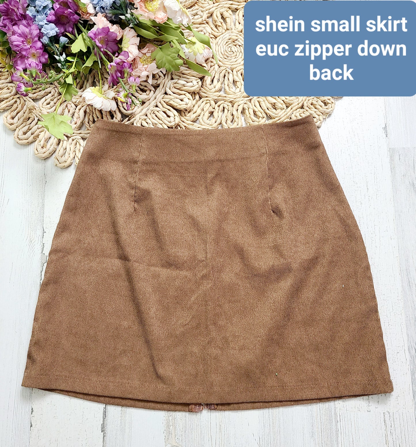 shean faux suede zips in back