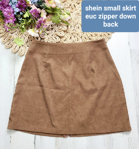 shean faux suede zips in back