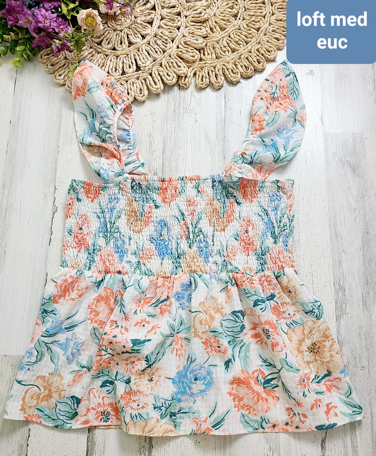 loft smocked ruffle strap