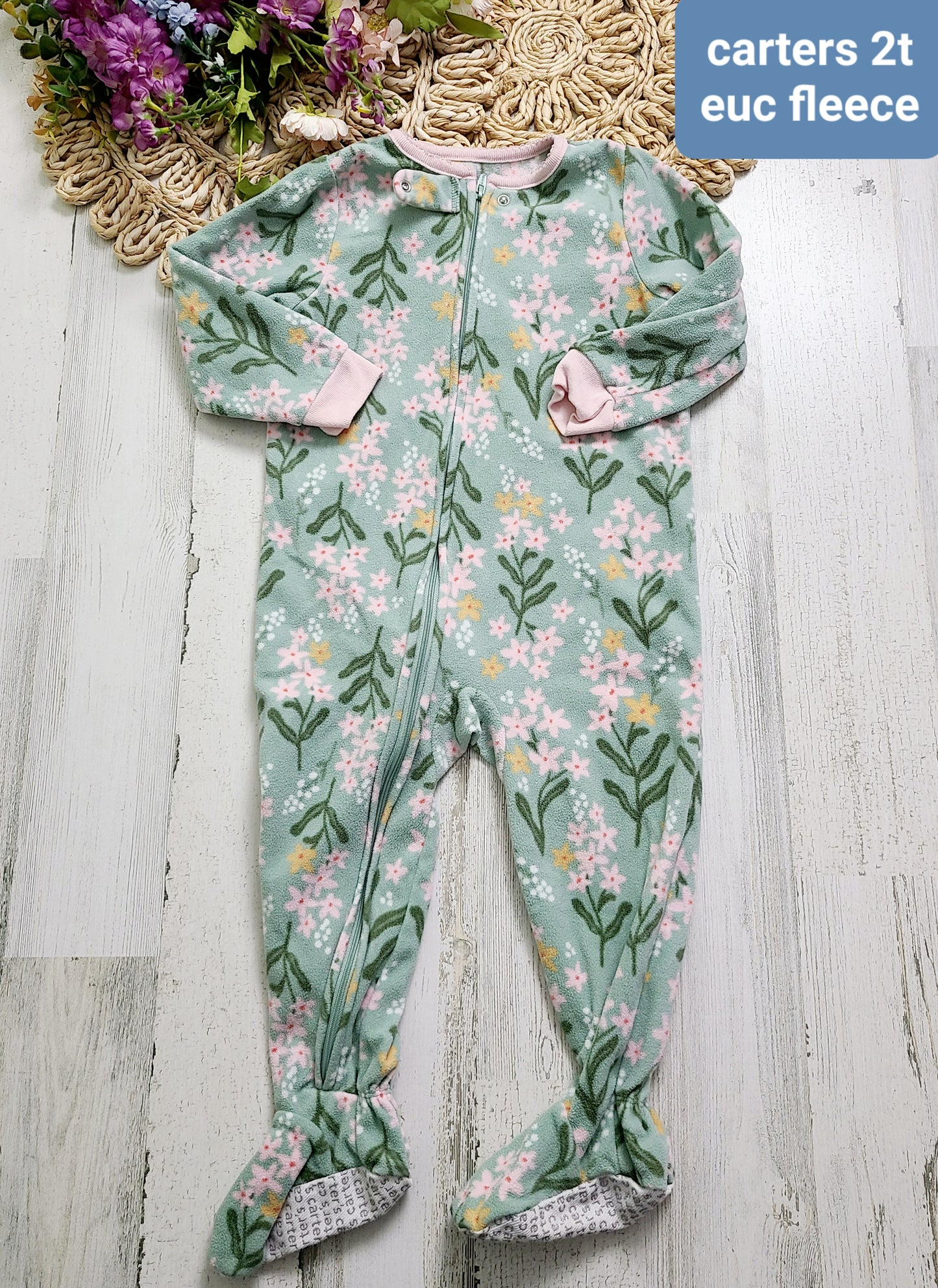 mint floral fleece pj carters