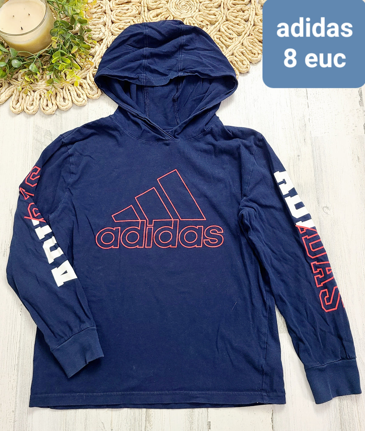 navy adidas red white hood