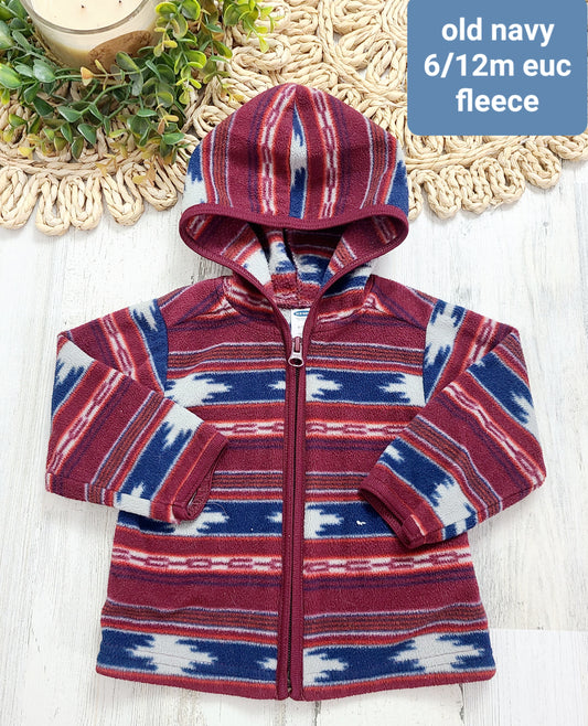 aztec old navy fleece zip burgundy navy