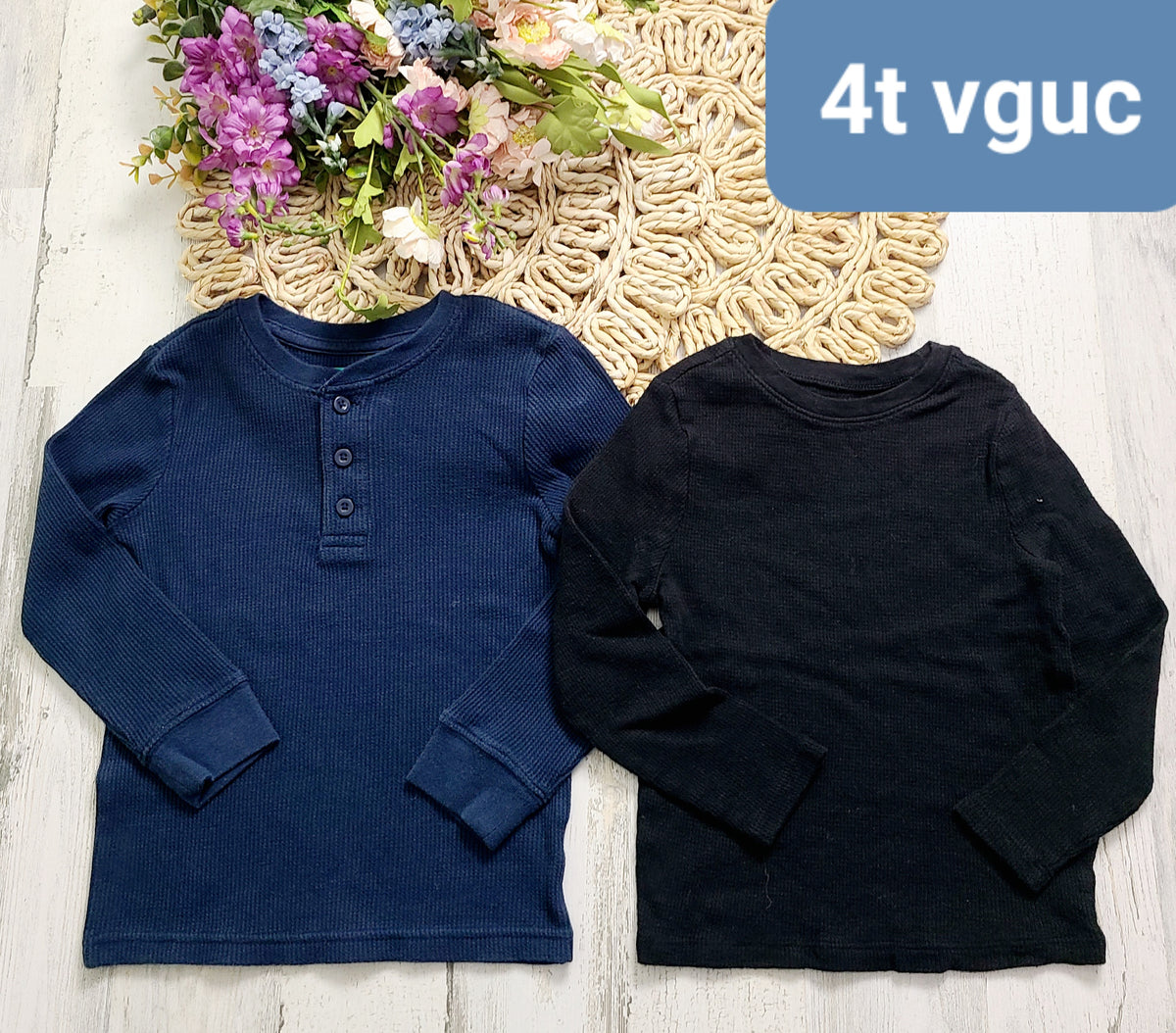 blue henley black long sleeve 4t