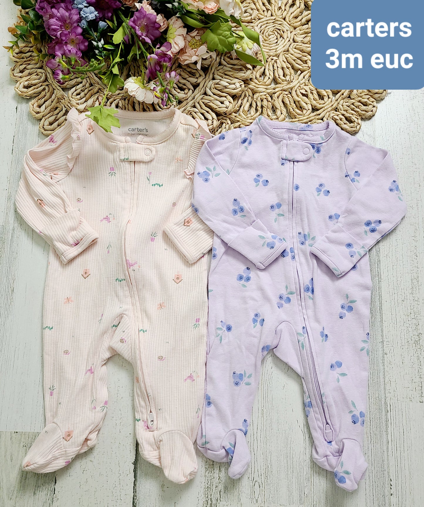 carters pink and purple pj 3m