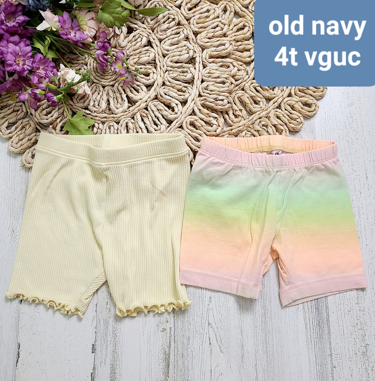 old navy yellow ribbed and ombre shorts