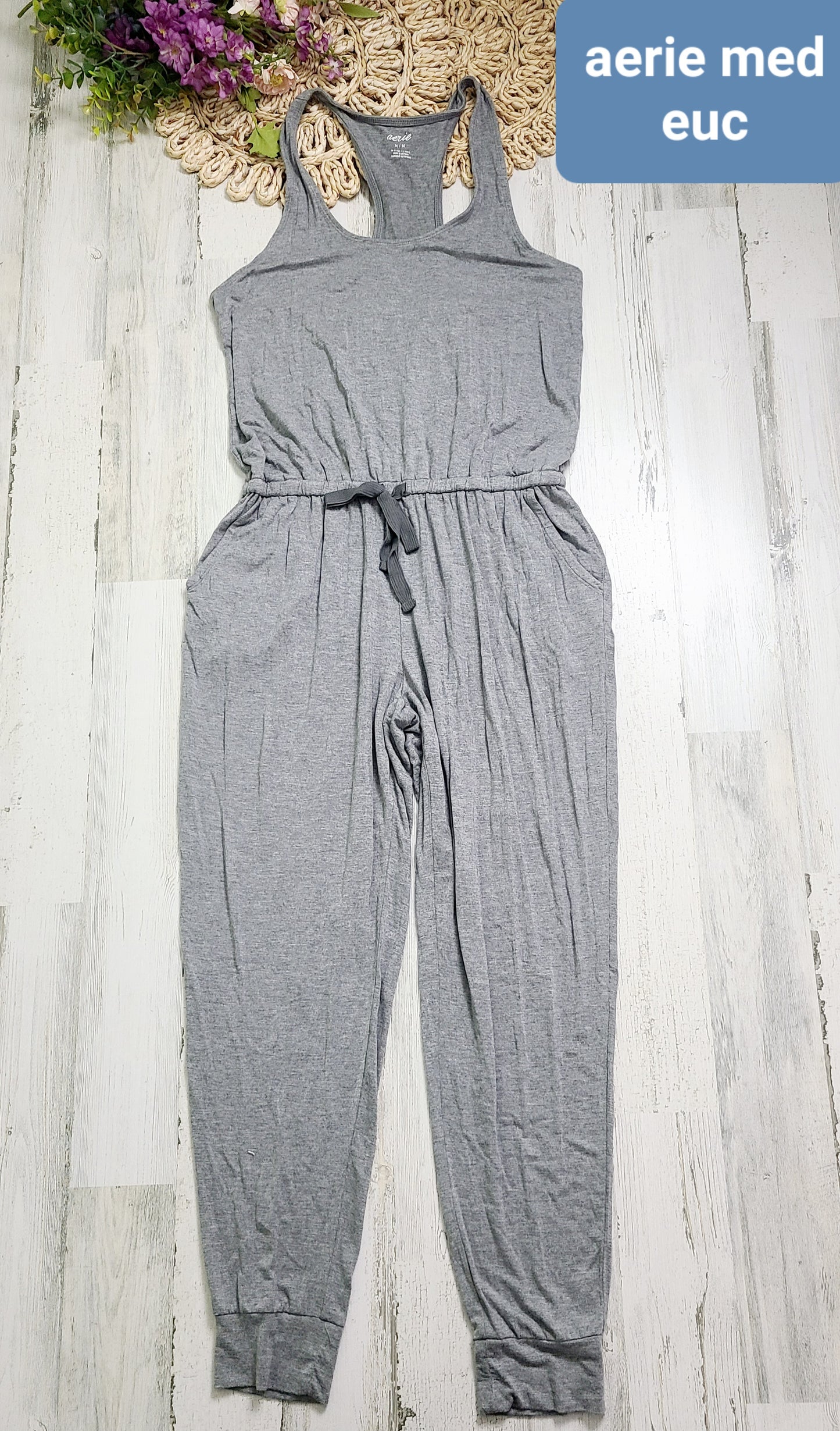 aerie gray jumpsuit medium