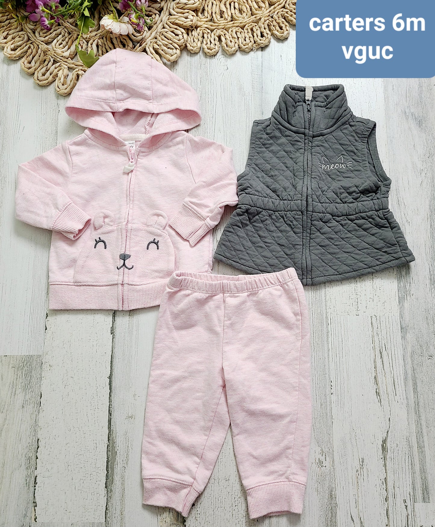 pink cat set with mix and match vest