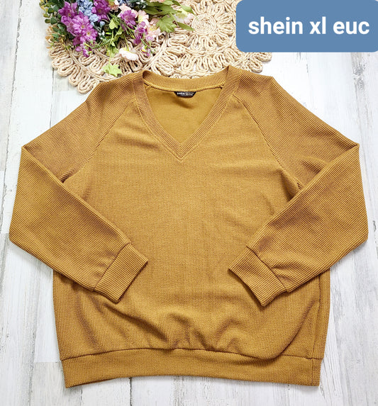 mustard shein vneck