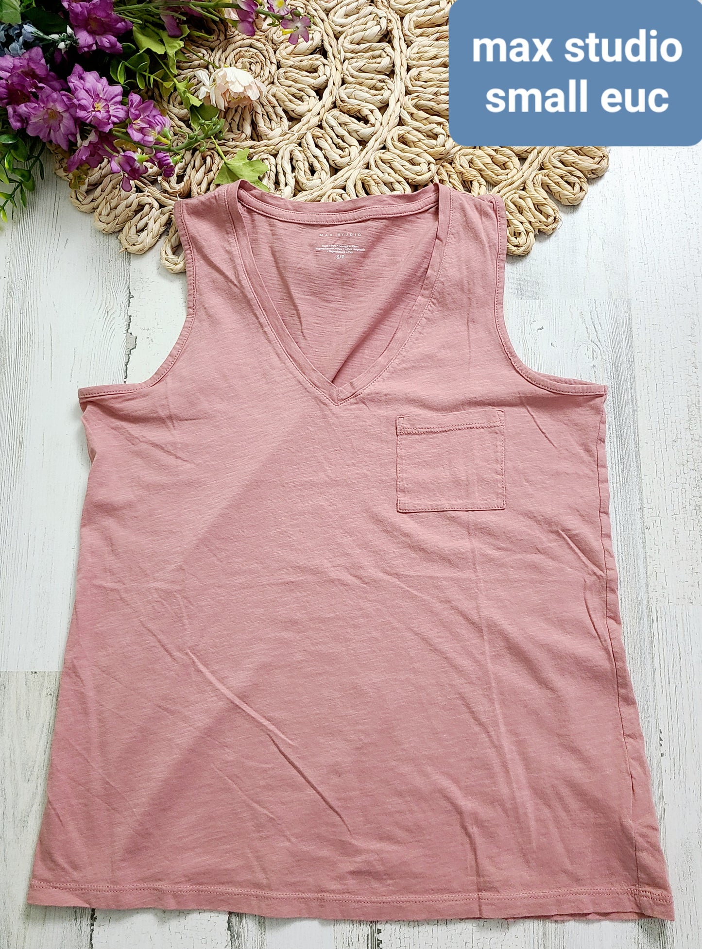 max studio pink pocket tank