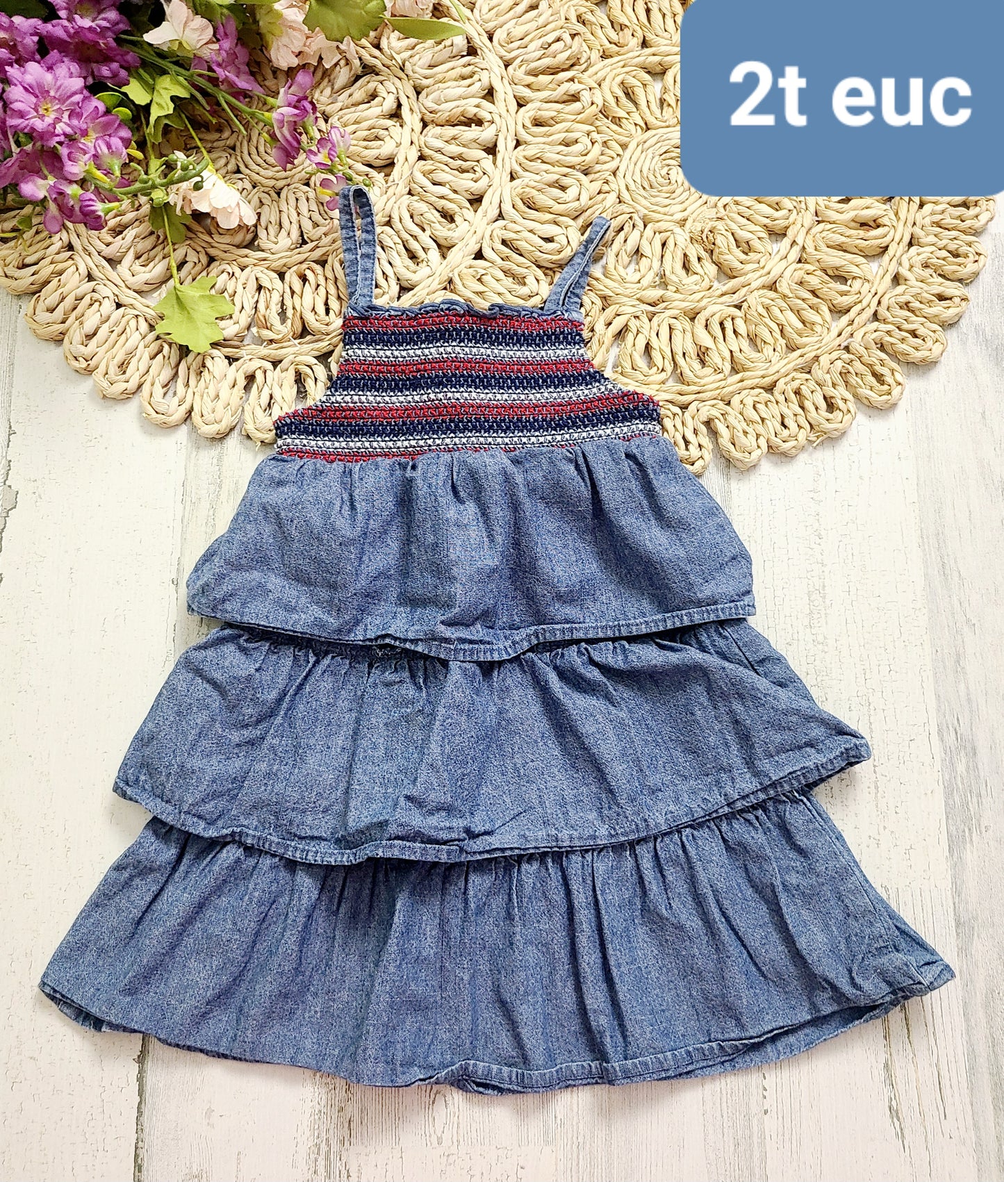 tiered jean dress 2t