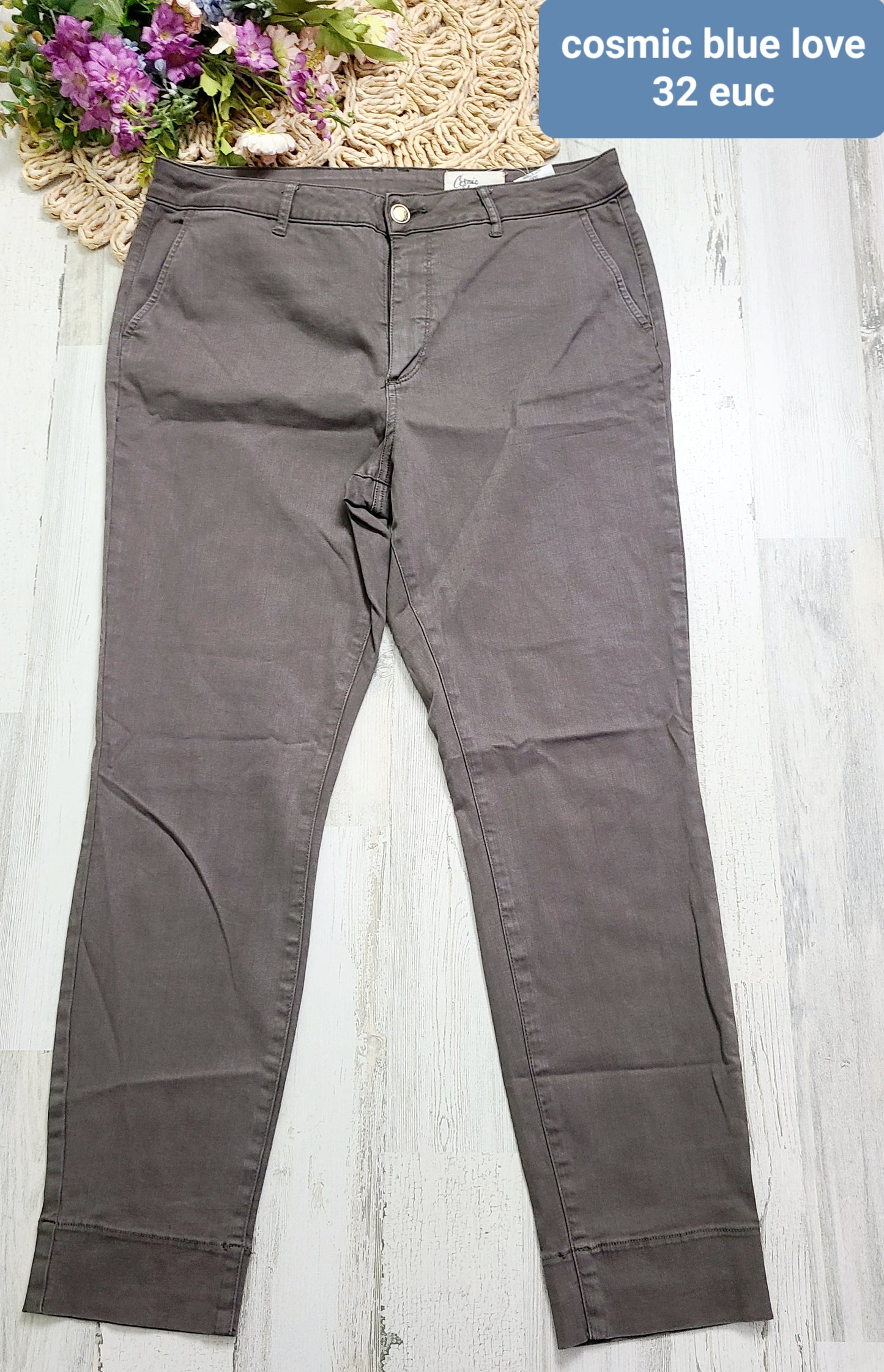 cosmic blue brown pants