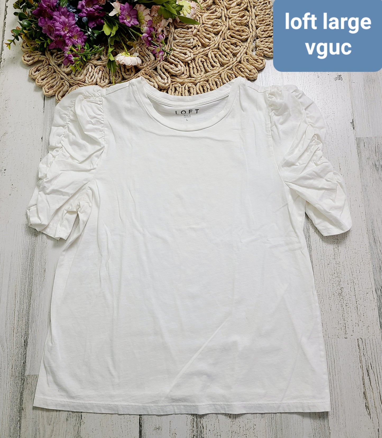 loft puff sleeves white top
