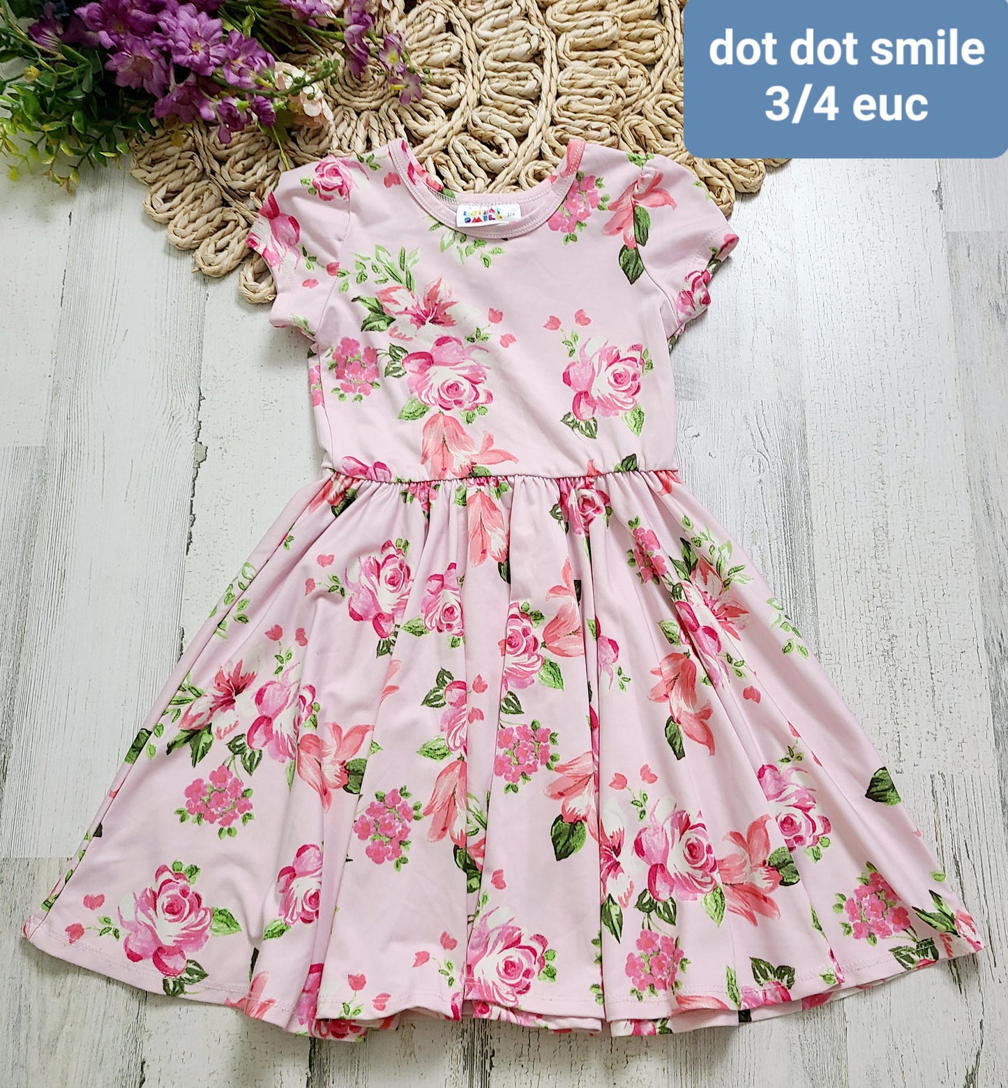 pink floral dot dot smile
