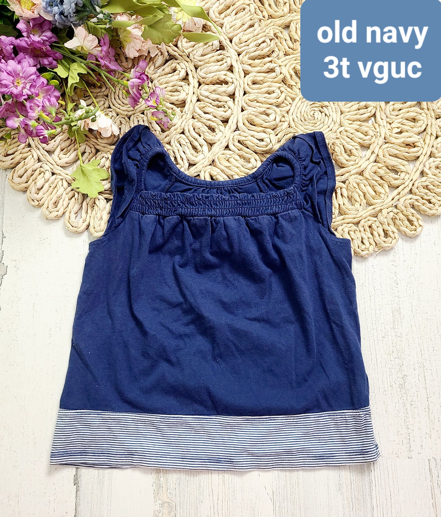old navy blue stripe bottom tank