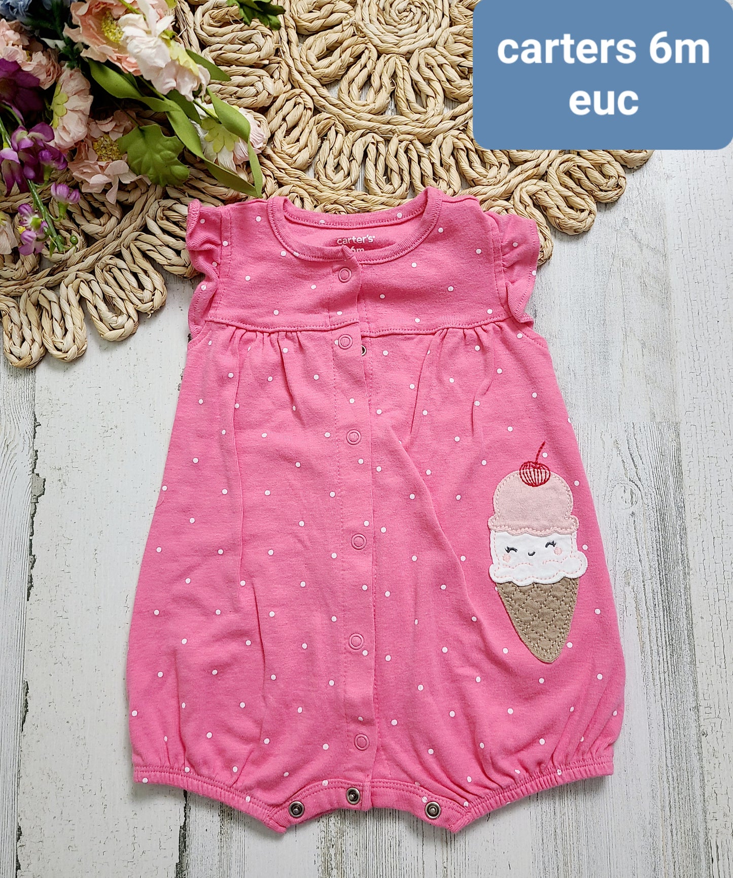ice cream romper pink carters