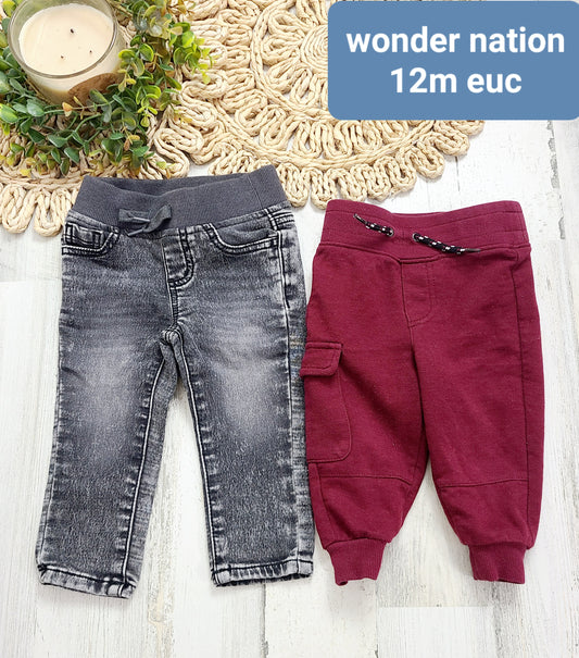 gray jeans burgundy joggers wonder nation