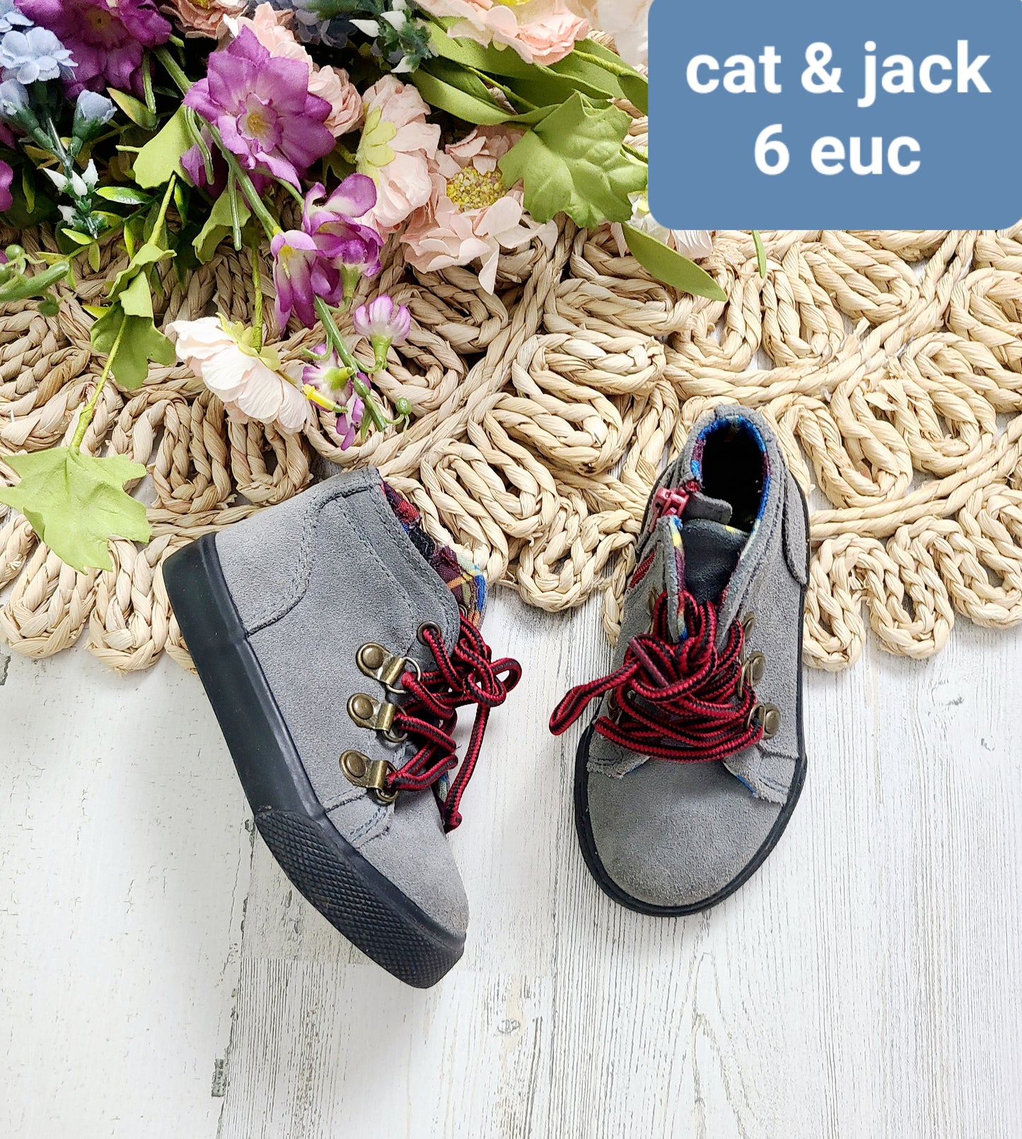 cat & jack gray red shoes 6c