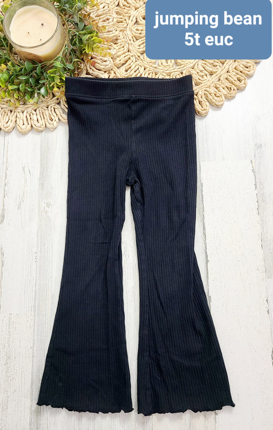 black ribbed flare ruffle hem jumping bean