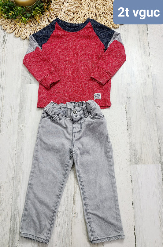 red gray outfit 2t