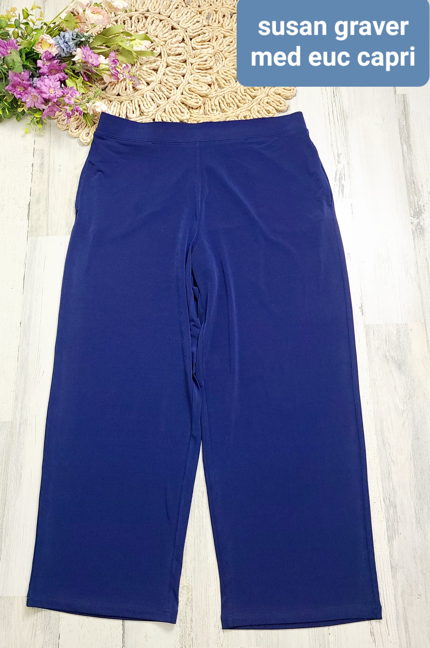 susan graver blue pants capri