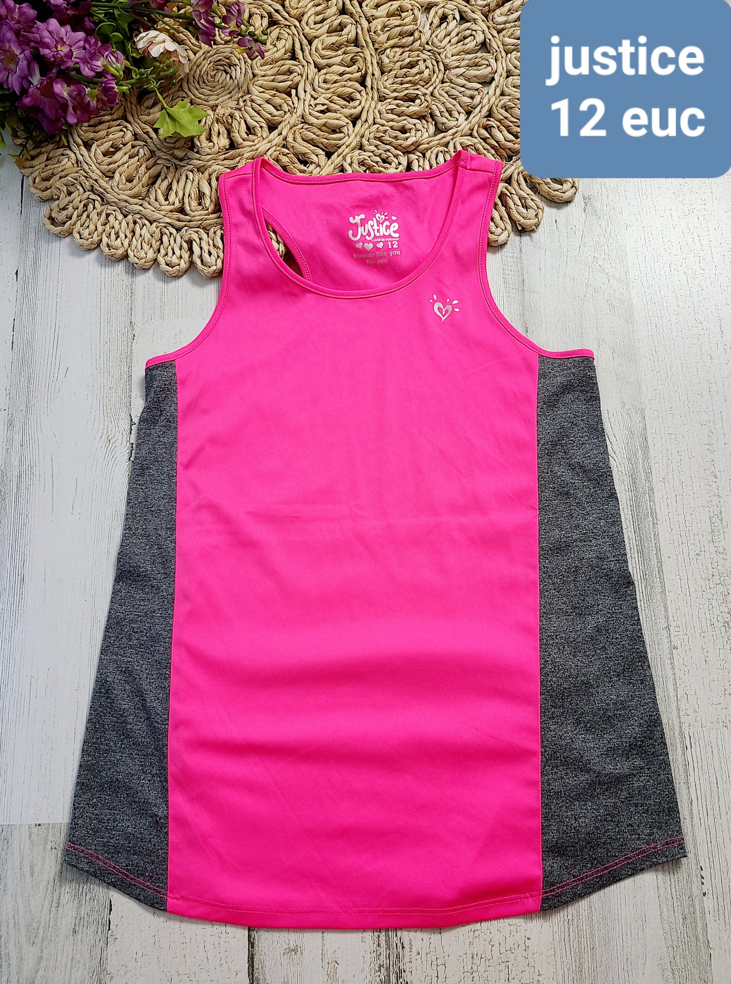 justice pink gray tank 12y