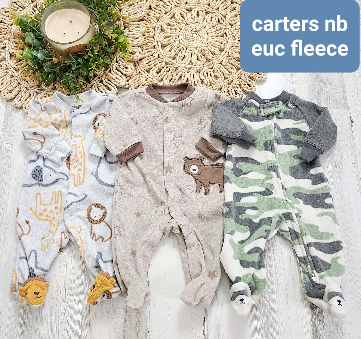 lion bear and camo fleece pj carters