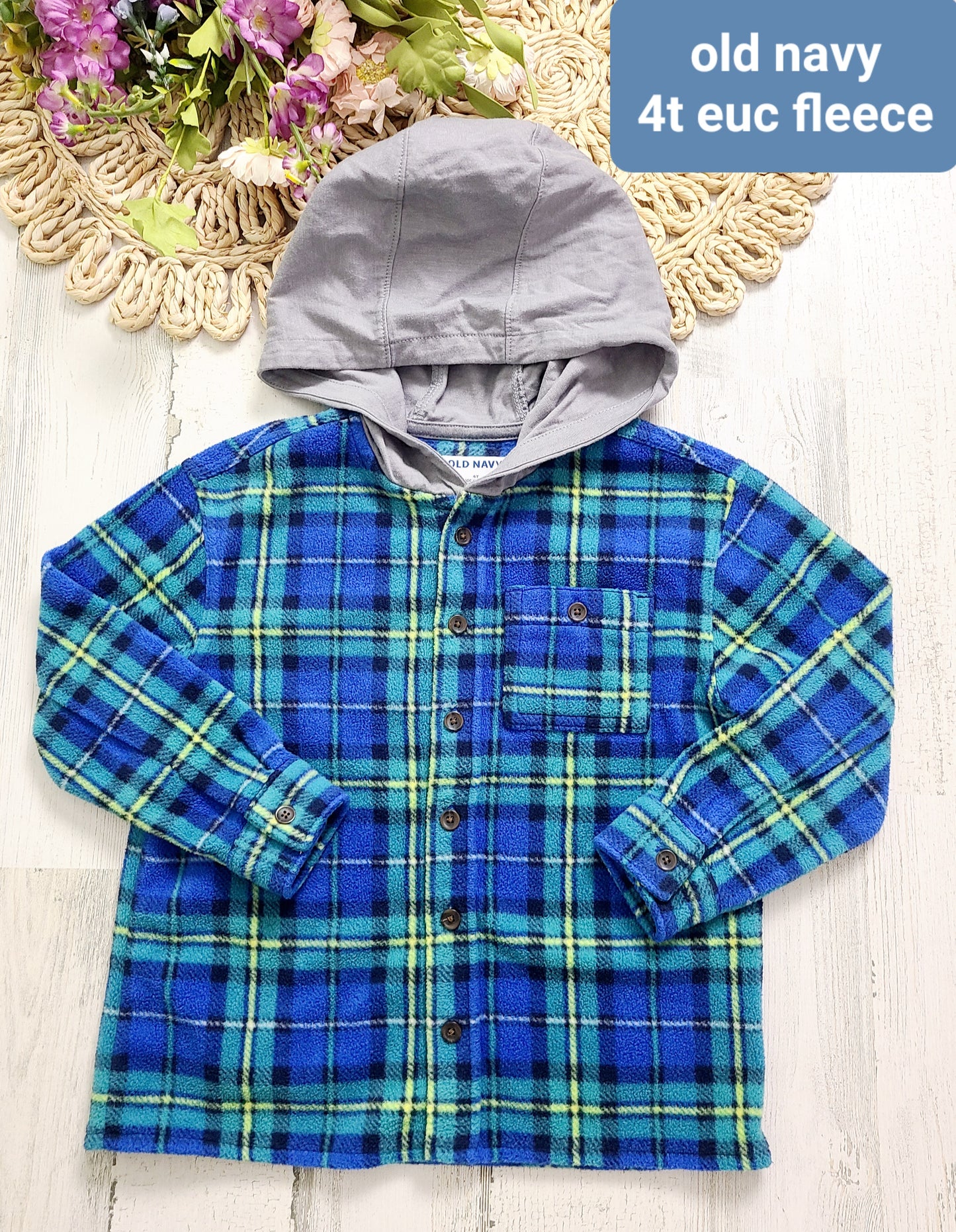 blue green fleece hood 4t