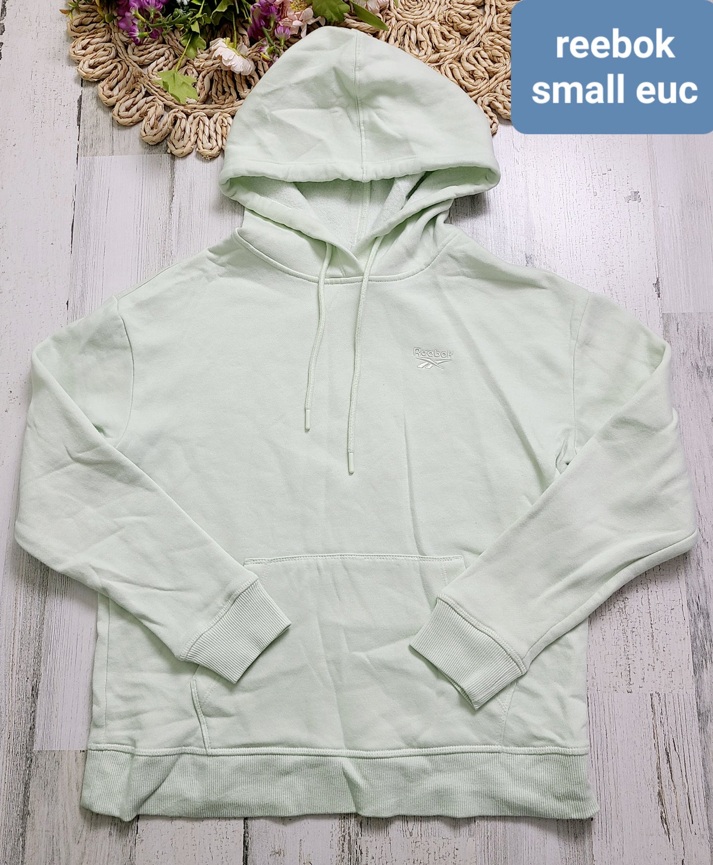 light green reebok hoodie small