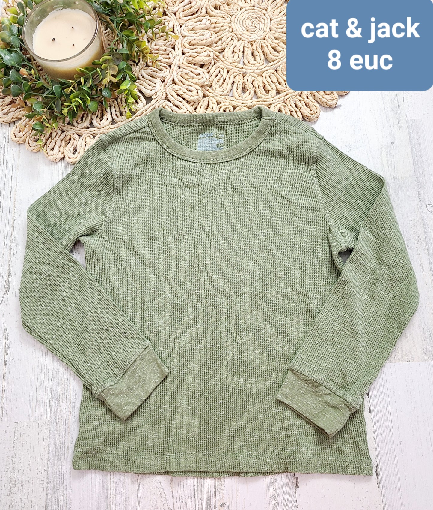 olive waffle cat&jack long sleeve 8y