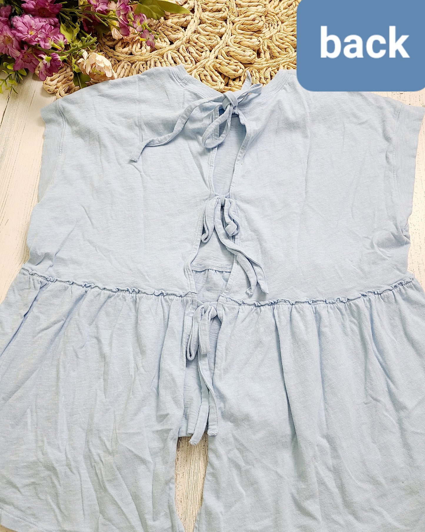 ae peplum blue top back ties