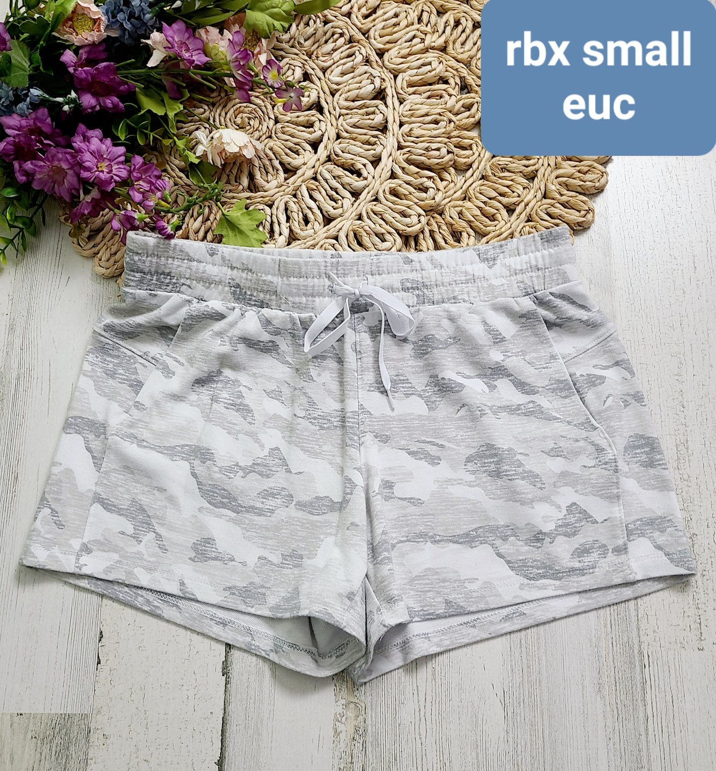 rbx small gray camo shorts