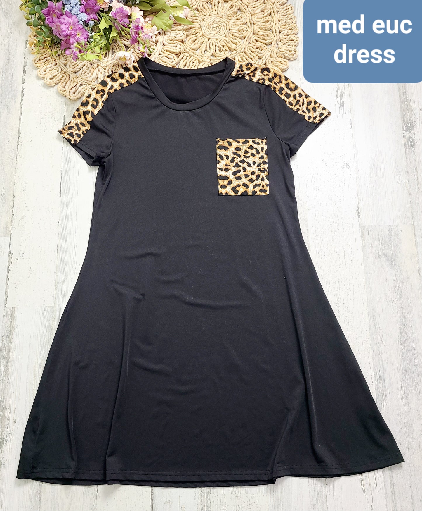 black and leopard dress