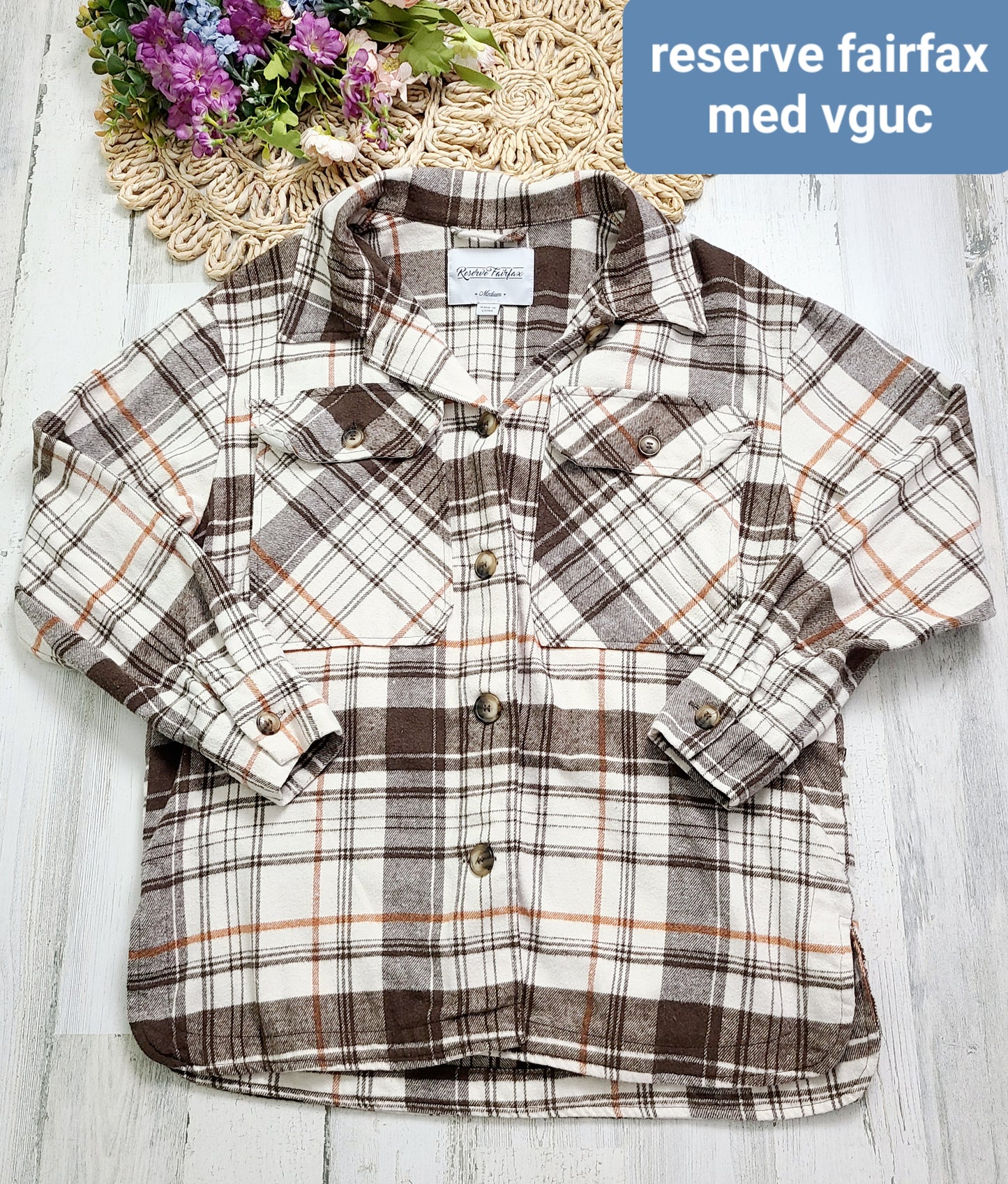 brown plaid reserve fairflax shacket