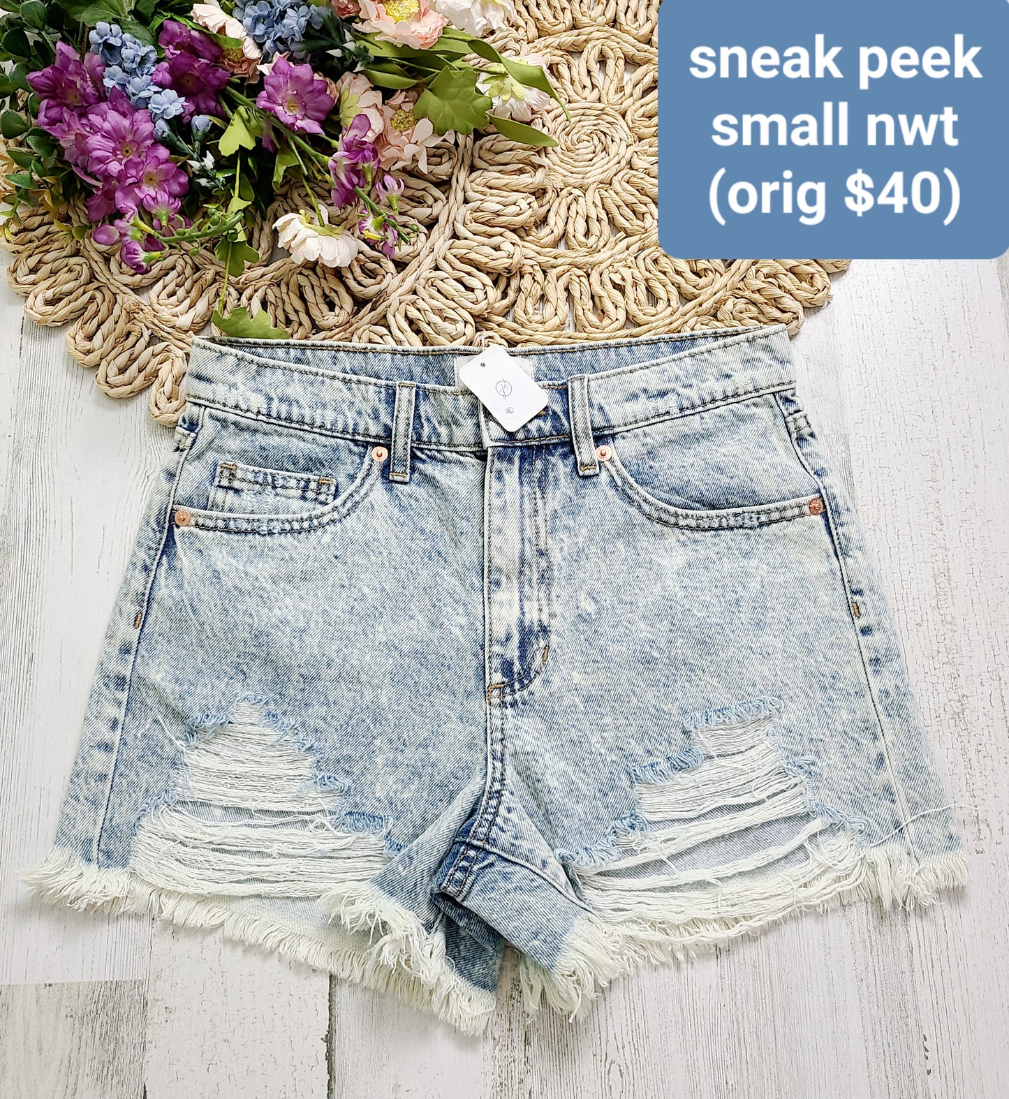 new sneak peek distressed shorts