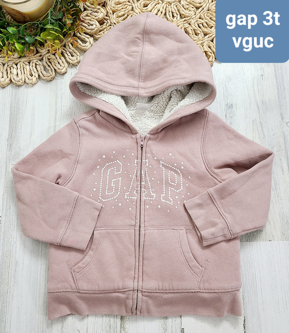 pink gap zip hood 3t