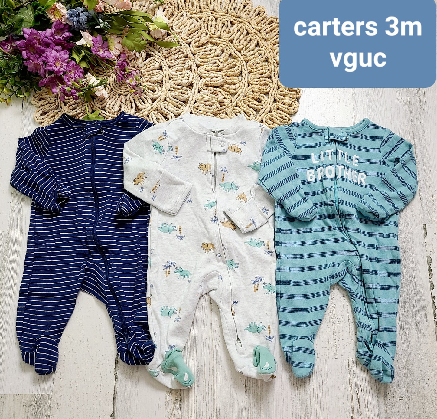 little bro dino stripe carters pj