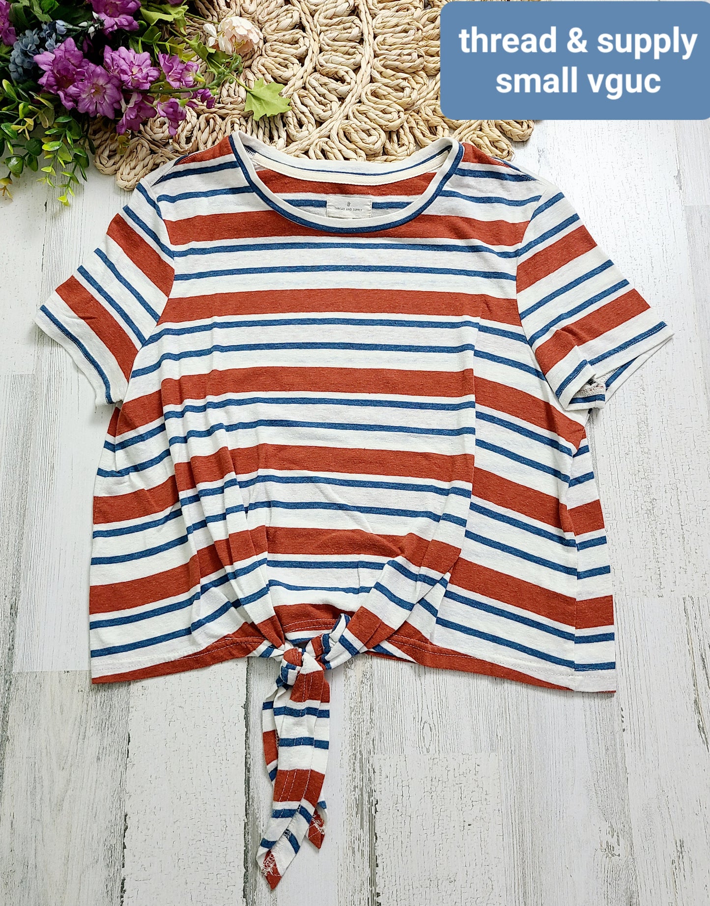 striped thread & supply front tie