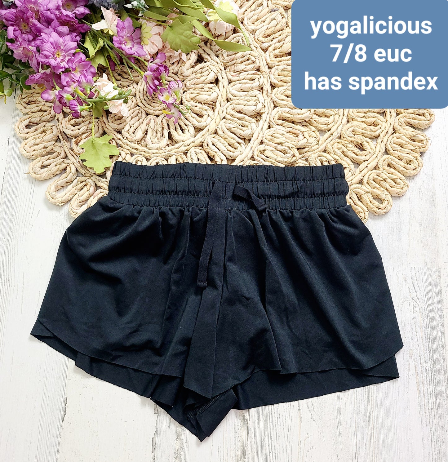yogalicious girls black shorts spandex inside
