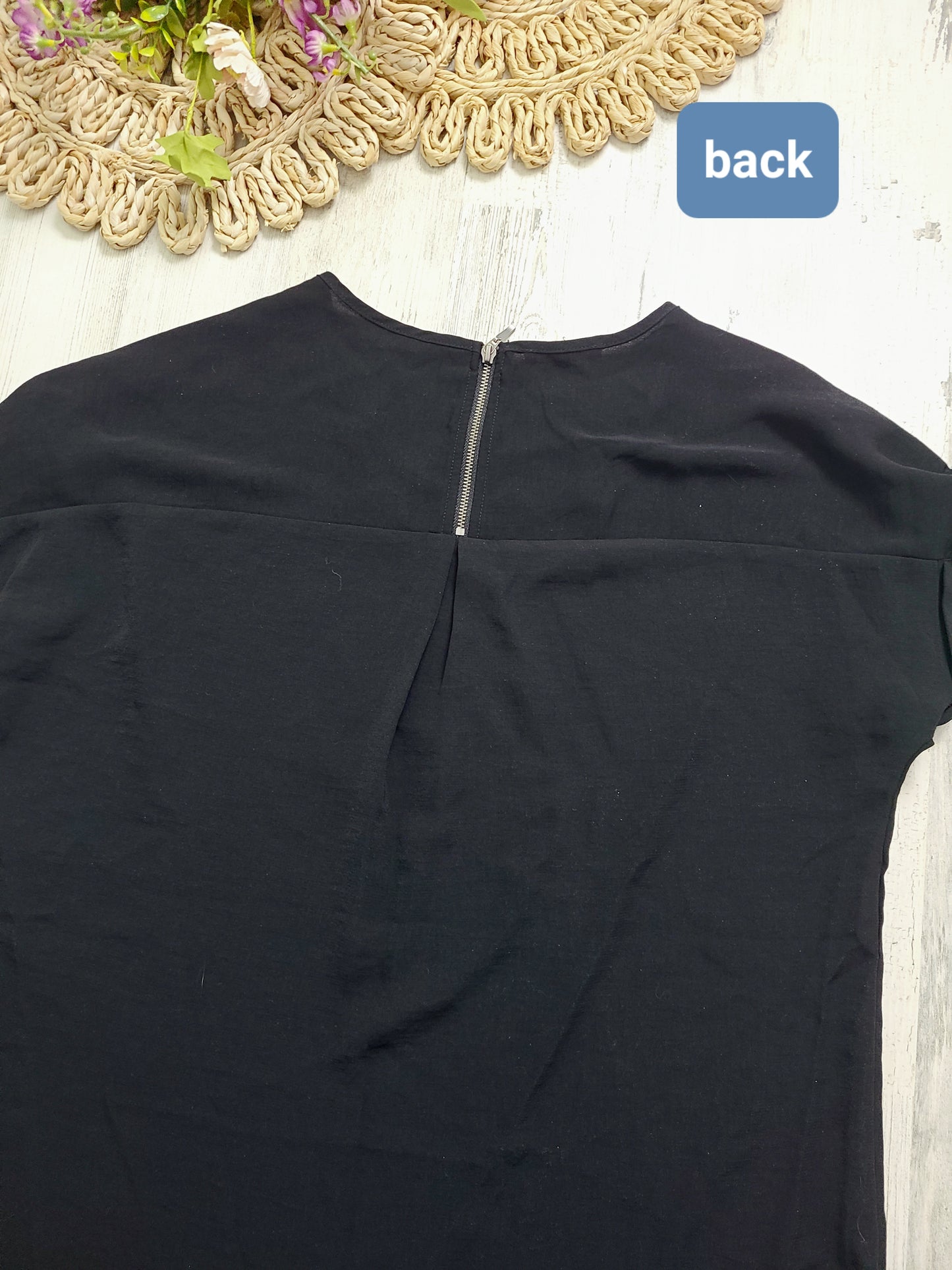 black maurices top zips in back