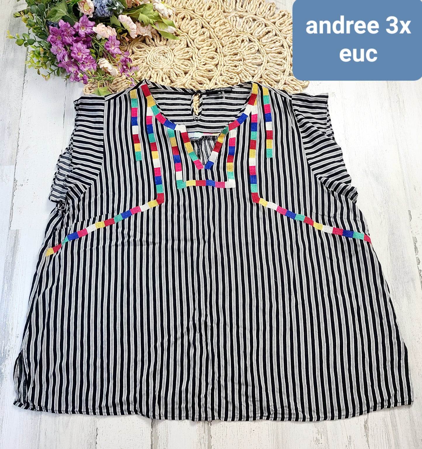 andree striped rainbow embroidery