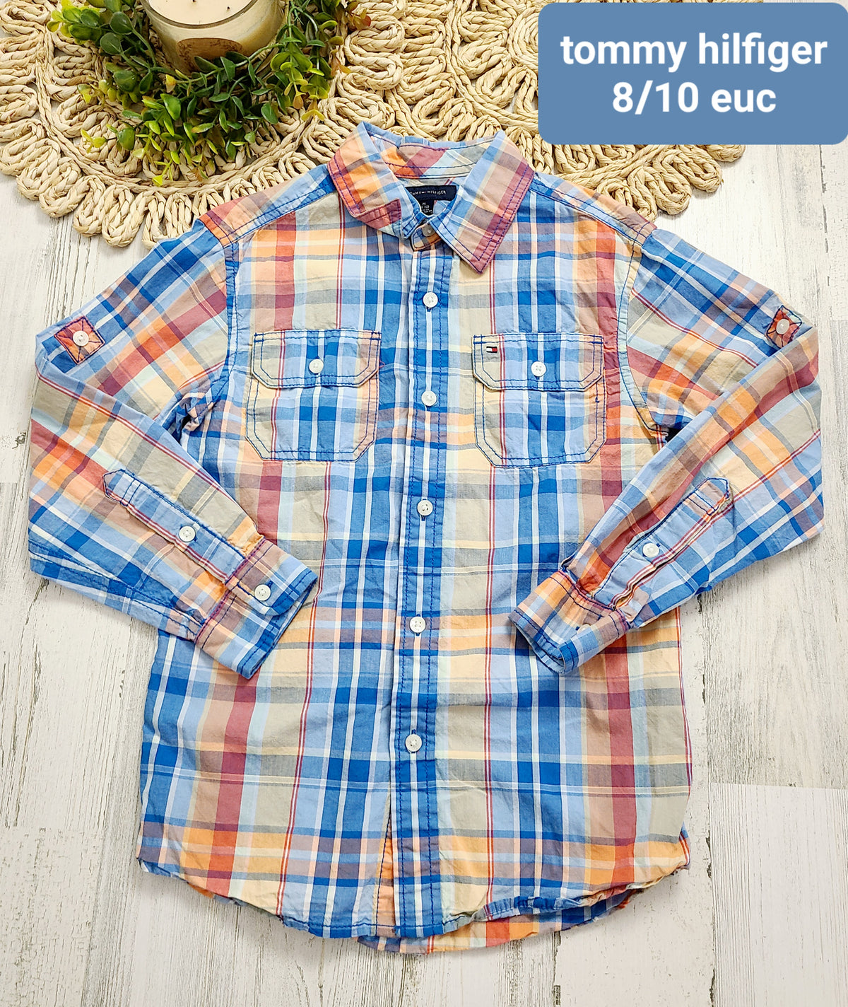 orange blue plaid tommy hilfiger