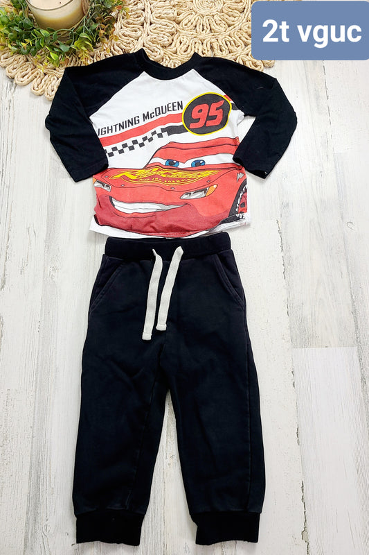 lightning mcqueen long sleeve black joggers