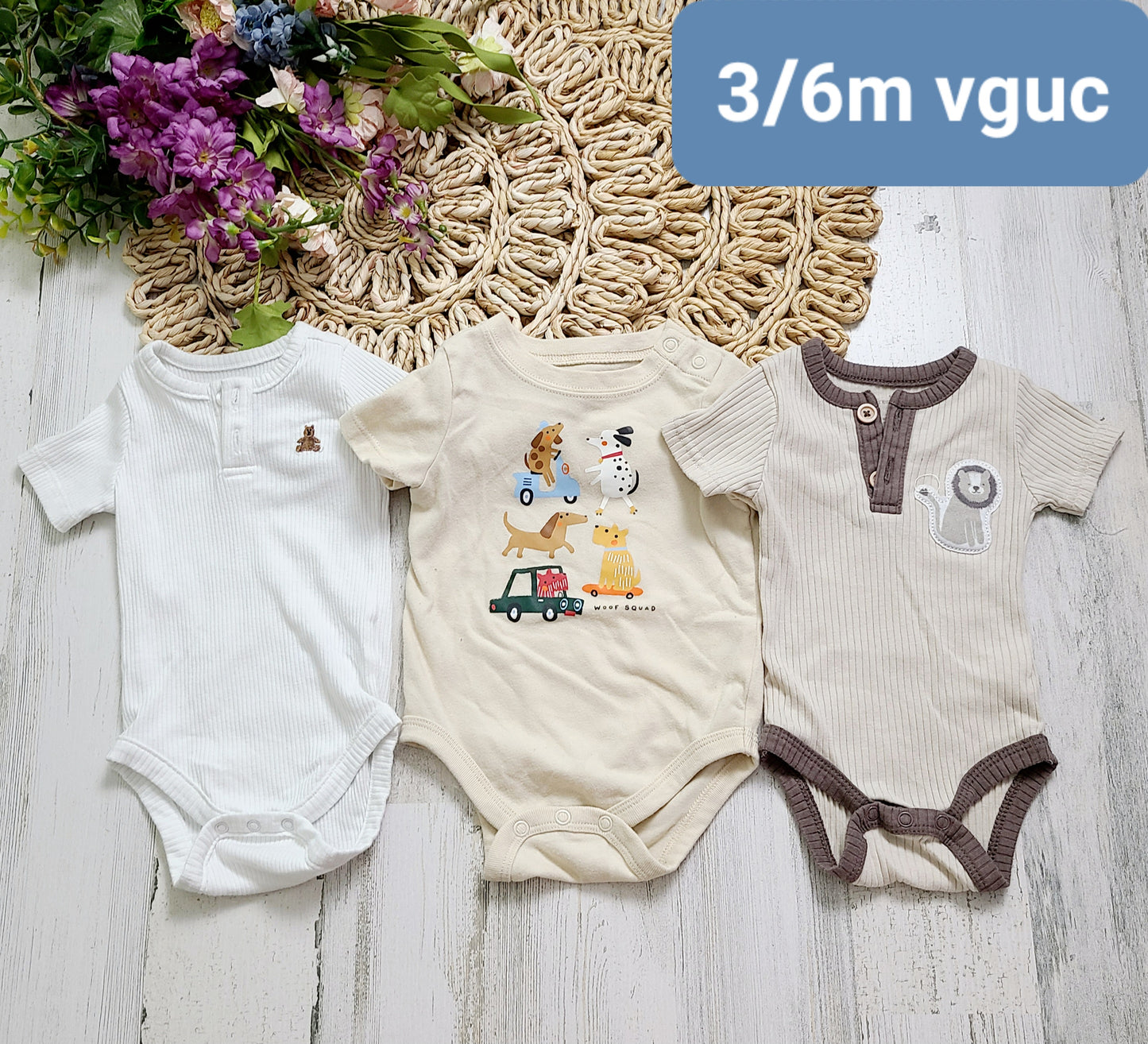 3/6m boys onesies mixed brands