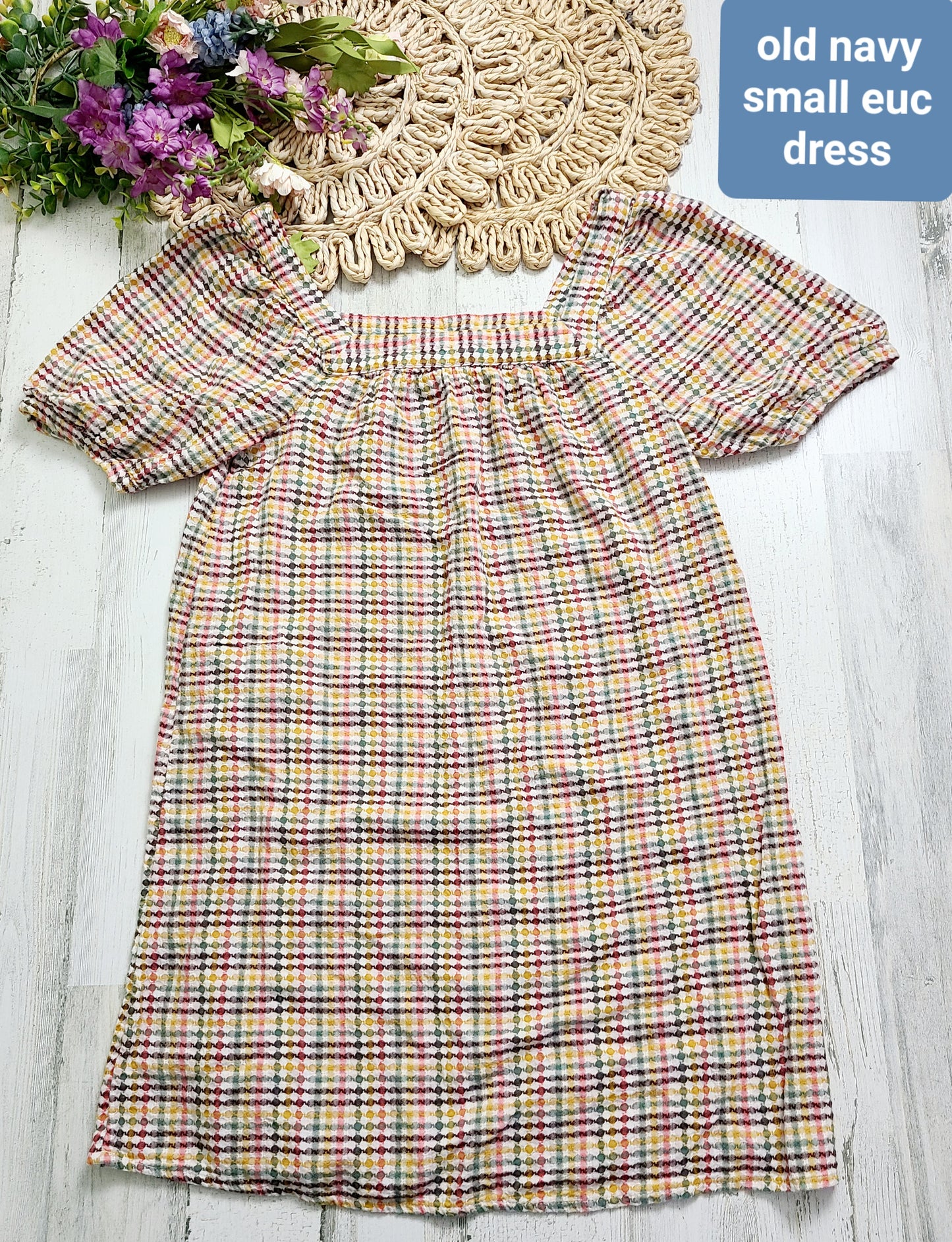 plaid puff sleeve old navy dress