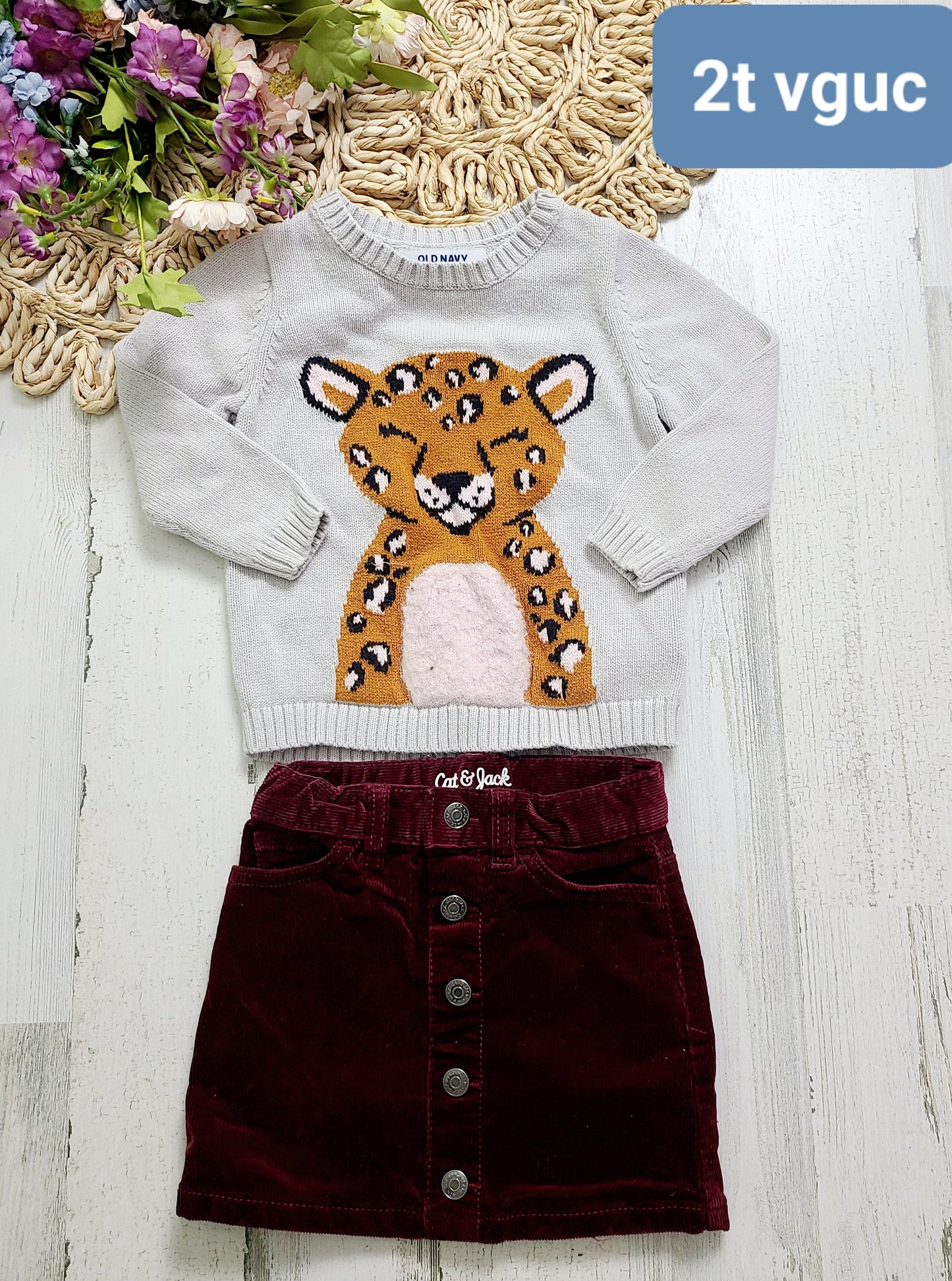tiger sweater burgundy skirt